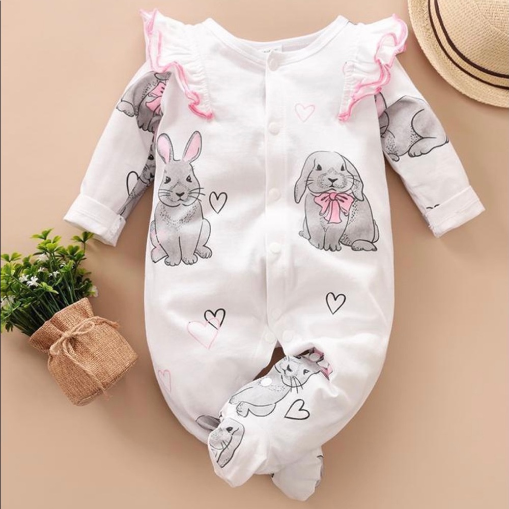 Baby Girl Rabbit Print Long-sleeve jumpsuit~ new